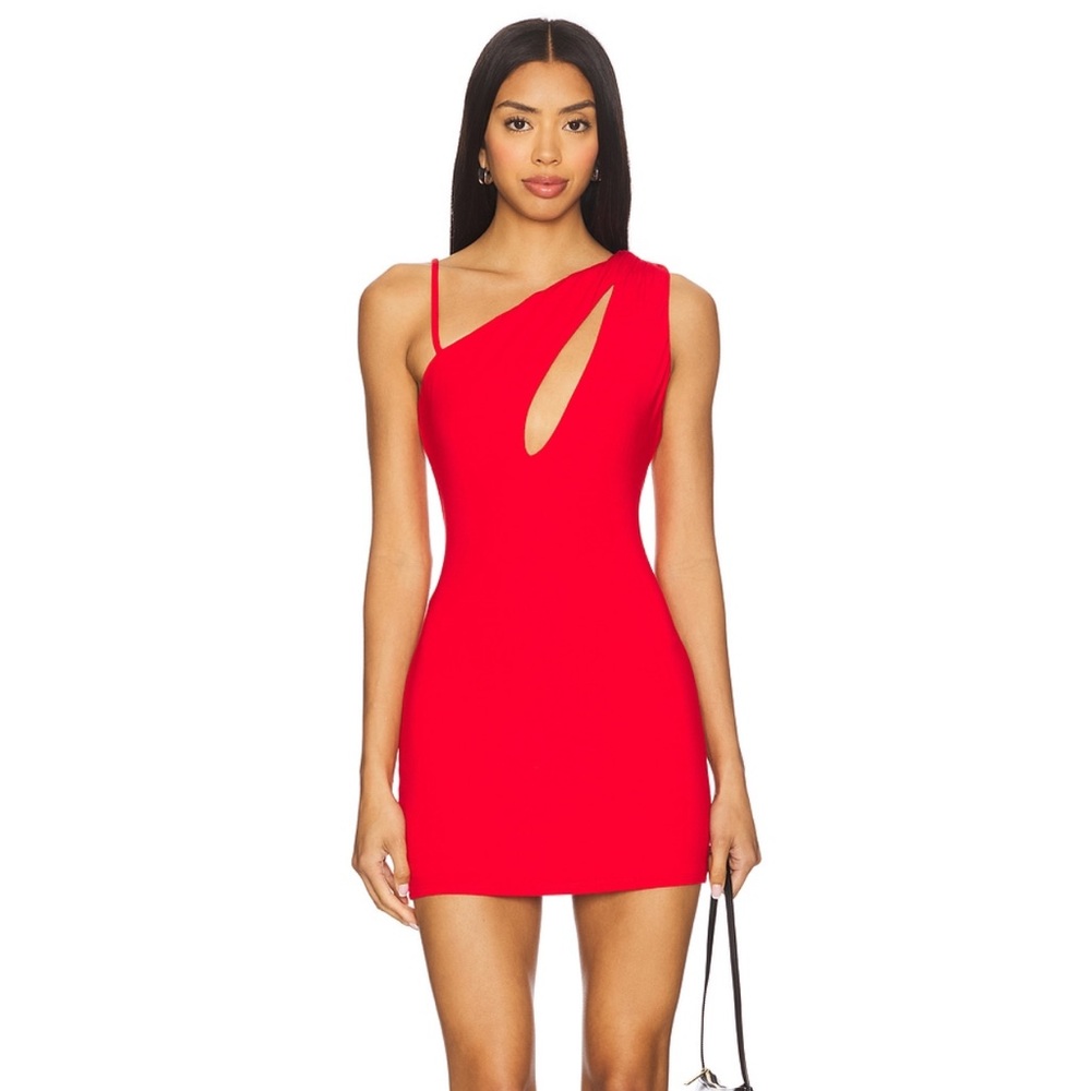 h:ours Red One-Shoulder Mini Dress